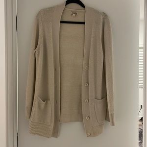 Large Button Cream Cardigan Sweater with Buttons